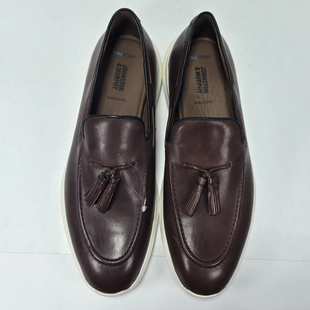 Johnston & Murphy Hennings Moc-Toe Tassle Brown Leather Slip-On Loafers Size 11